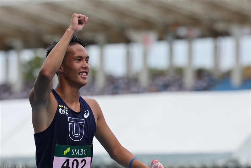 24年日本インカレ男子400mH準決勝3組で48秒59のU20日本新をマークした下田隼人（東洋大）