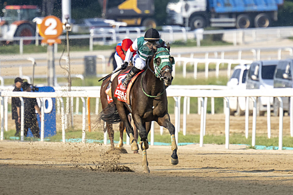 コリアカップ・ライトウォーリアと吉原寛人騎手 (C)NAR地方競馬全国協会