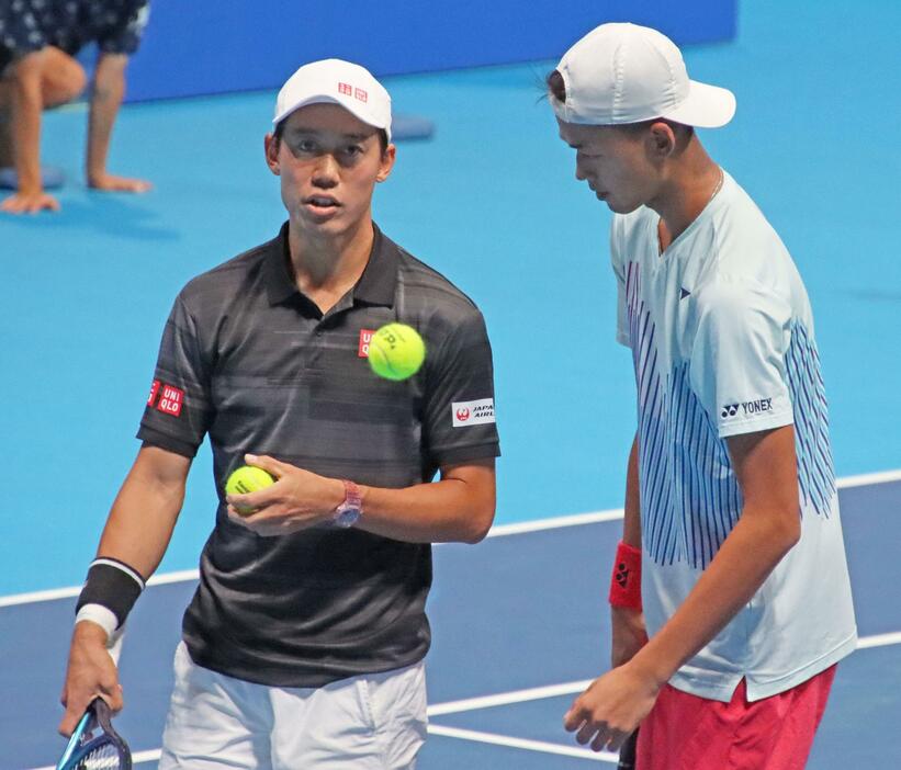 （左から）錦織圭と坂本怜[画像/tennis365.net]