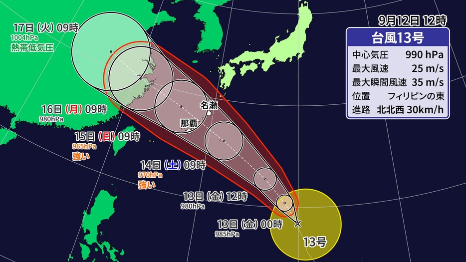 台風13号の進路予想