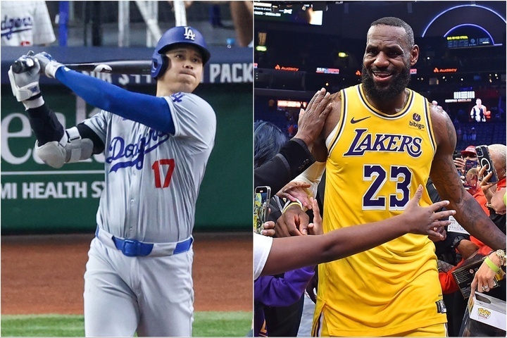 大谷の偉業をNBAの“キング”レブロンも祝福した。(C)Getty Images