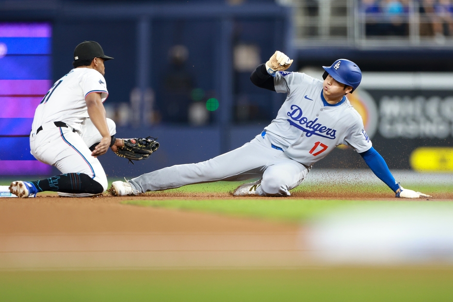 大谷が今季49盗塁を達成した(C)Getty Images