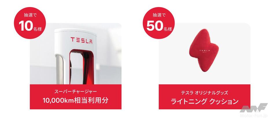 ウェブ応募で当たる「スーパーチャージャー10000km相当利用特典」など