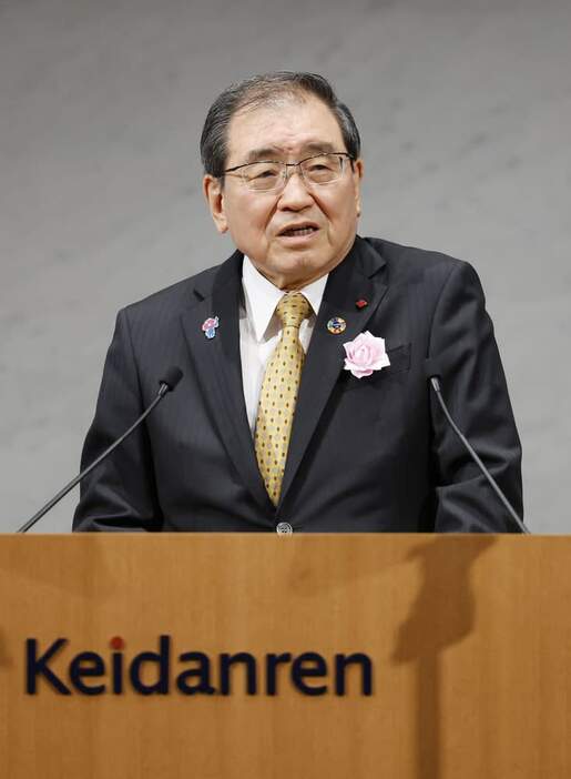 経団連の十倉雅和会長＝２０２４年５月３１日、東京・大手町