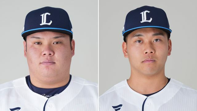 (左から)西武の渡部健人選手、蛭間拓哉せんしゅ