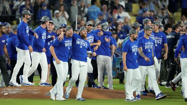 地区優勝を決めたドジャース(写真：AP/アフロ)