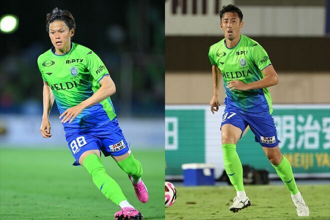 ３－５－２の両ウイングバックを担う鈴木雄（右）と小野瀬（左）がチームの課題に言及した。(C)SOCCER DIGEST