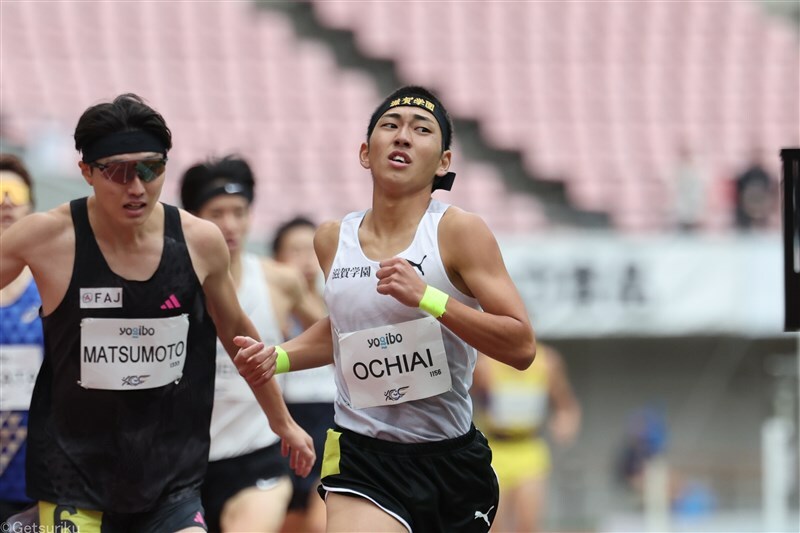 男子800mを制した落合晃