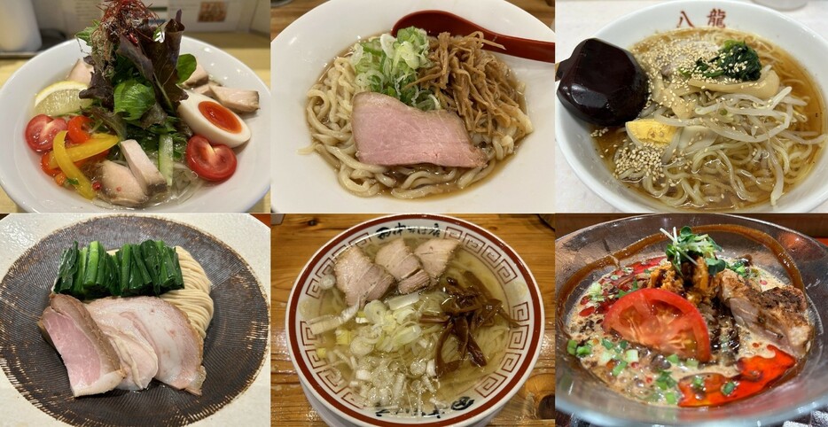 ▲ 真夏のラーメン店にはそれぞれ創意工夫を凝らしたメニューが