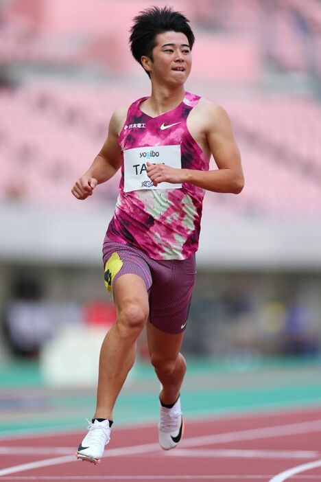 男子100m決勝を棄権した多田修平選手(写真：長田洋平/アフロスポーツ)