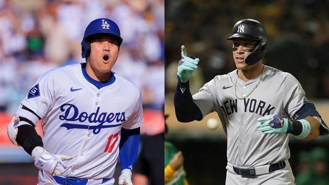 ドジャースの大谷翔平選手(写真：アフロ)とヤンキースのアーロン・ジャッジ選手(写真：USA TODAY Sports/ロイター/アフロ)