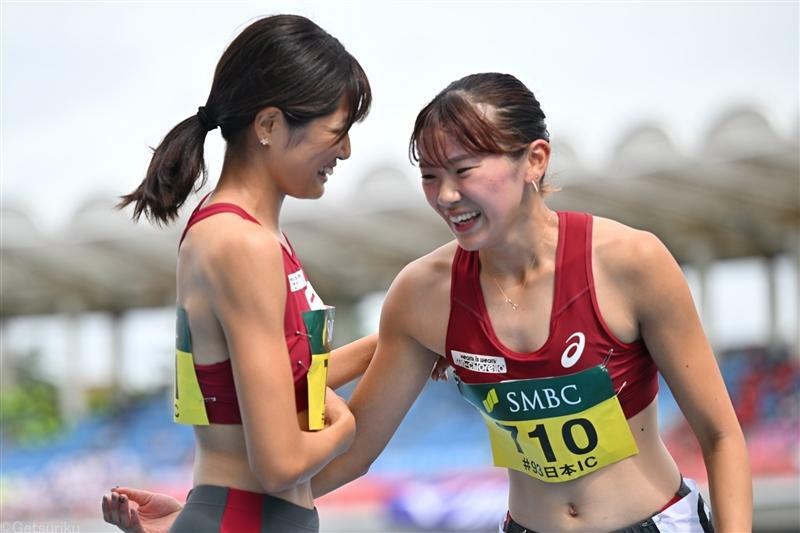 24年日本インカレ女子400mHでワン・ツーを果たした立命大の山本亜美（右）と瀧野未来