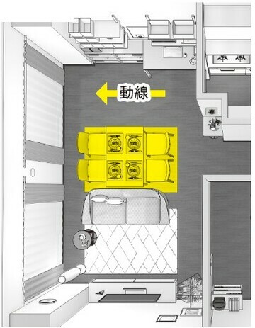 ［図表3］模様替え後のダイニング 出典：『狭い部屋でも快適に暮らすための家具配置のルール』（彩図社）より抜粋