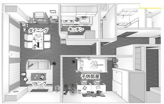 ［図表1］模様替え前の部屋 出典：『狭い部屋でも快適に暮らすための家具配置のルール』（彩図社）より抜粋