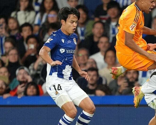 右ウイングでフル出場した久保。(C)Getty Images