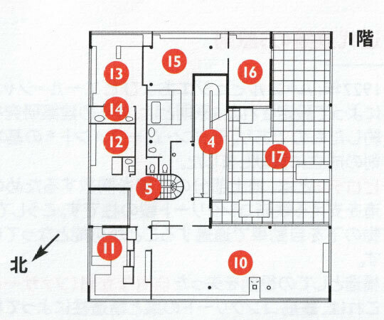 1階（日本の2階）の間取り（サヴォア邸の資料より転載）