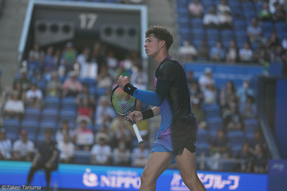 見事な逆転勝ちで2回戦に進んだ前年覇者のベン・シェルトン（写真：田沼武男 Photo by Takeo Tanuma）