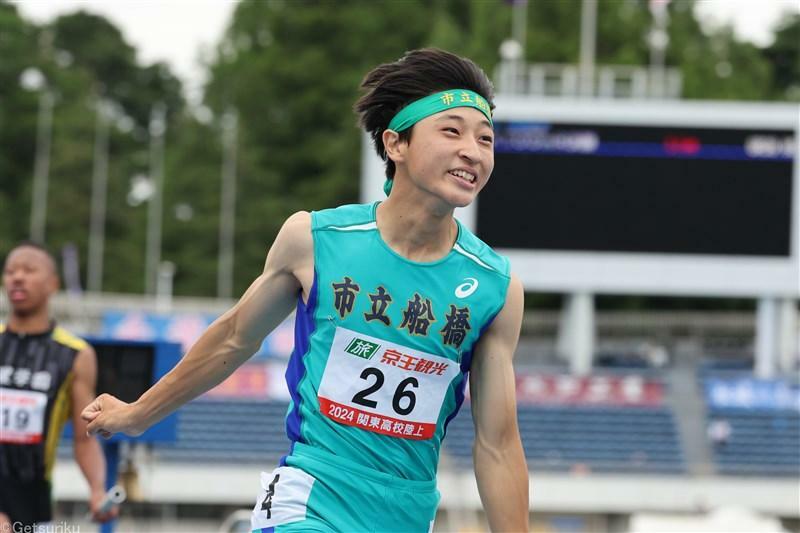 男子100mで10秒44をマークした高1・片山瑛太（6月のインターハイ南関東大会）