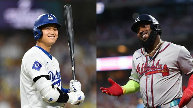 左からドジャースの大谷翔平選手(写真:アフロ)とブレーブスのオズナ選手(写真:USA TODAY Sports/ロイター/アフロ)