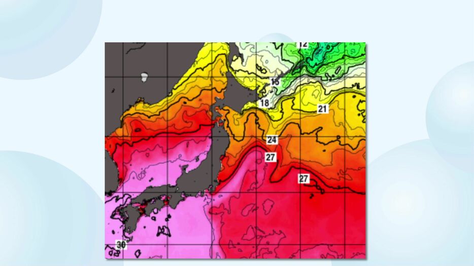 8月29日の海水温（気象庁HPより）