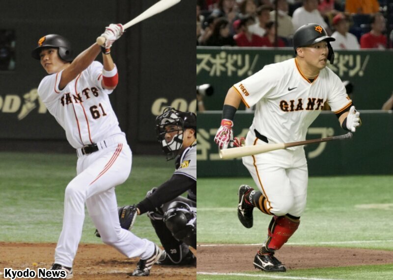 巨人・坂本勇人(左)と浅野翔吾(右)    (C)Kyodo News