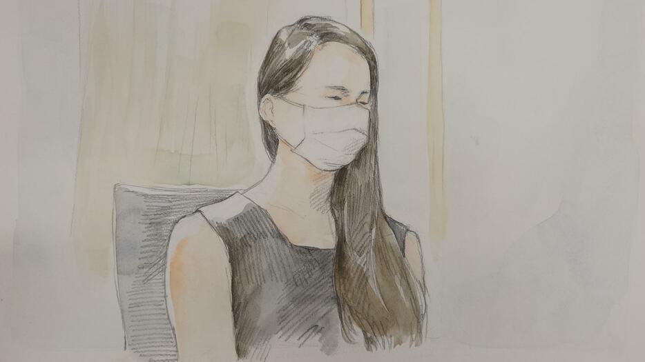 須藤被告（2日の法廷内イラスト）