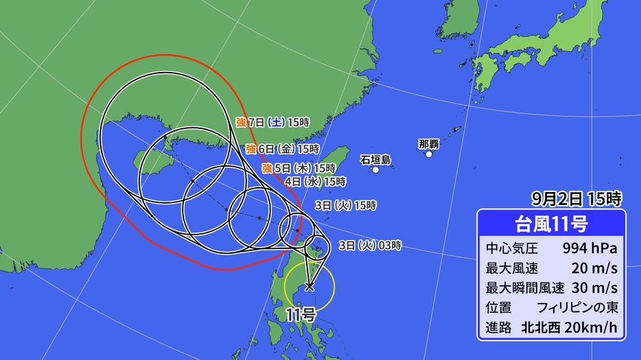 台風11号の予想進路