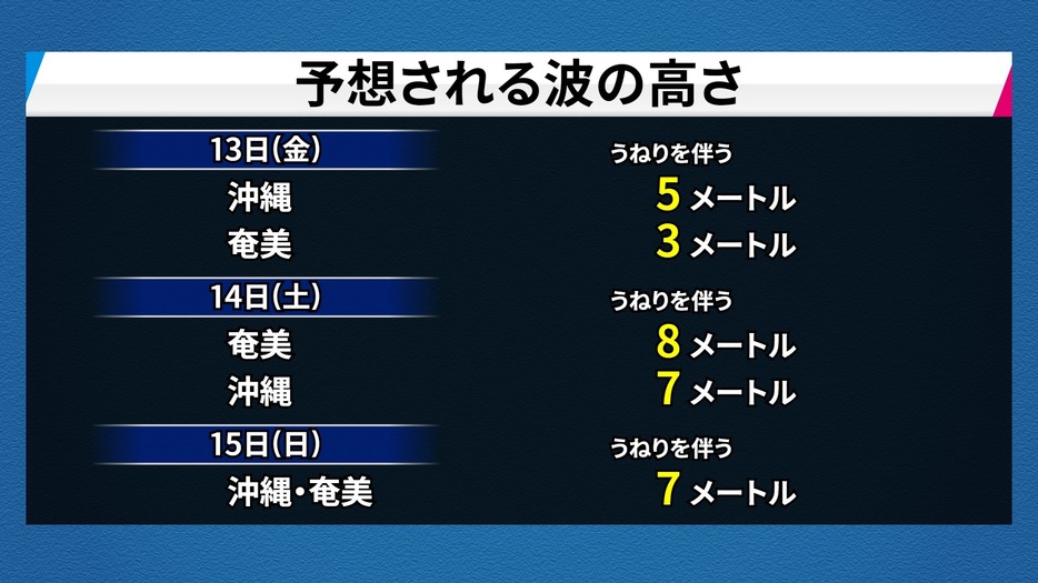 予想される波の高さ