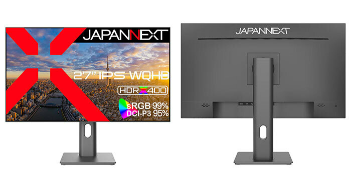 JAPANNEXT、27インチIPSパネル採用でWQHDとUSB Type-C給電対応、昇降式スタンド搭載の液晶ディスプレイ発売