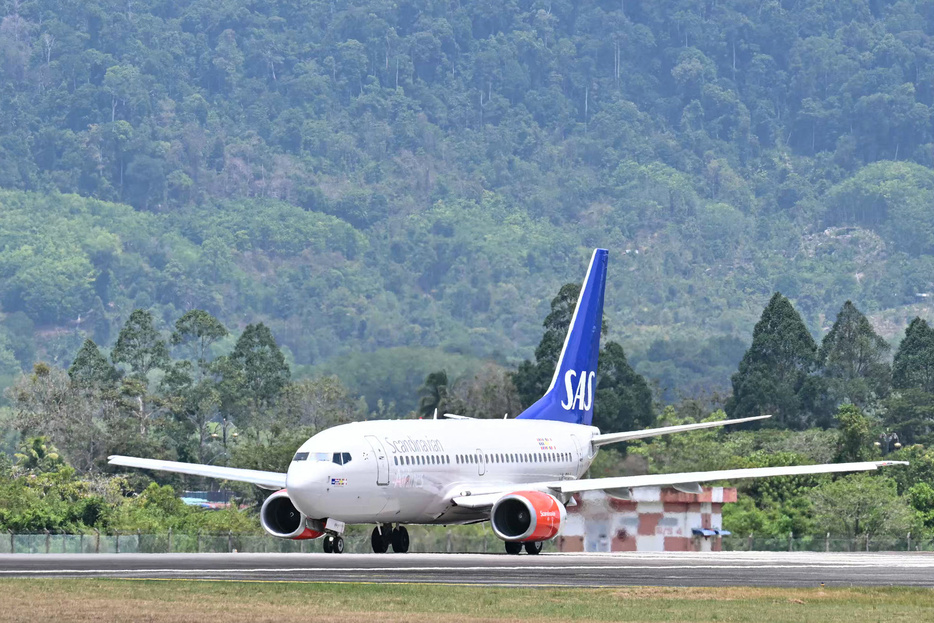 スカンジナビア航空機（2024年3月3日撮影、資料写真）。【翻訳編集】 AFPBB News