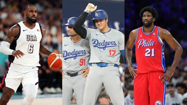 大谷翔平選手をたたえるコメントをしたNBAのレブロン・ジェームズ選手(左)とジョエル・エンビード選手(右)