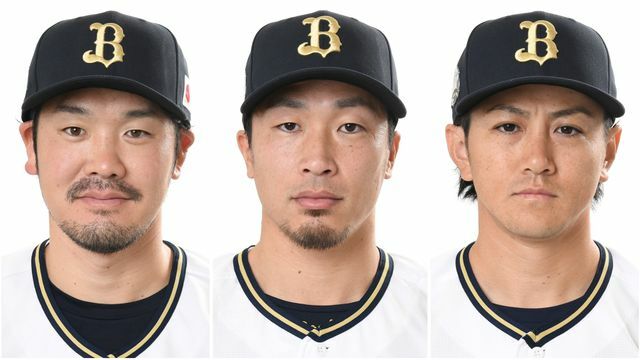 左から、オリックスのT-岡田選手・安達了一選手・小田裕也選手