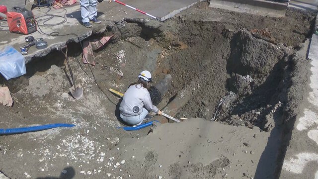 水漏れがあった現場　笠岡市入江　27日