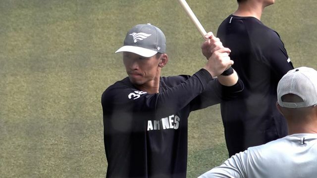 試合前練習に臨んだロッテ・高部瑛斗選手