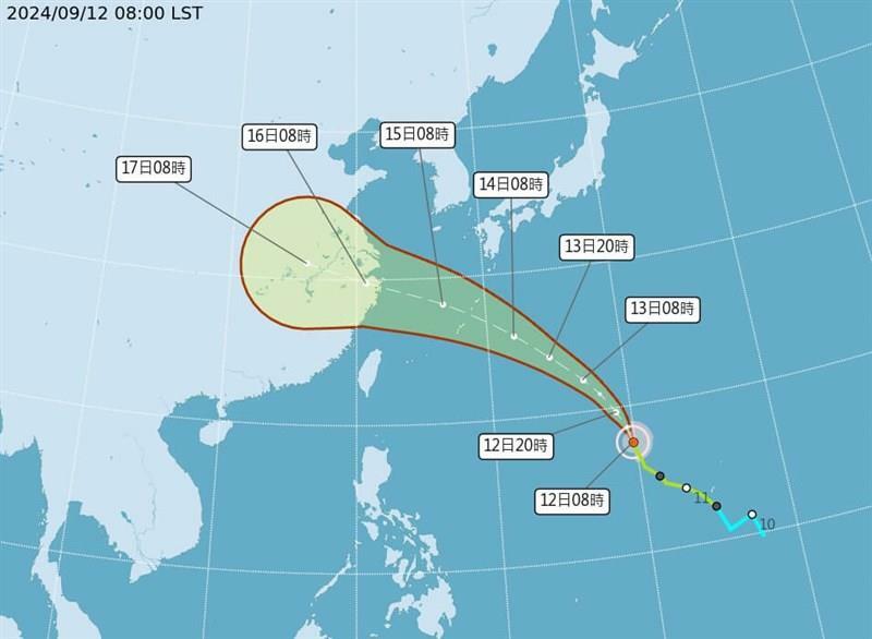 台風進路予想図（中央気象署提供）