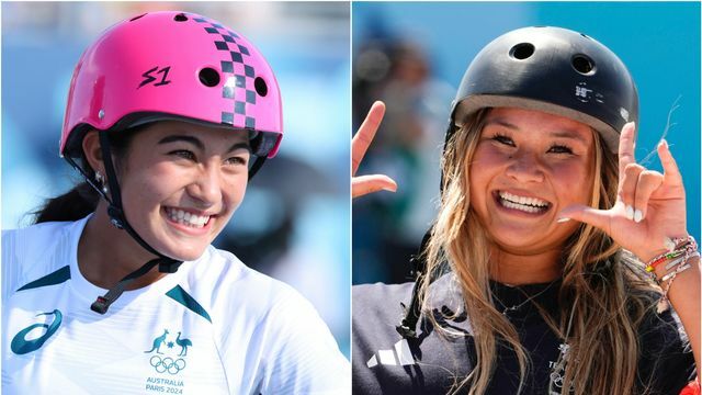 アリサ・トルー選手（左）とスカイ・ブラウン選手（右）（写真：USA TODAY Sports/ロイター/アフロ・写真：長田洋平/アフロスポーツ）