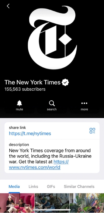 （画像は「The New York Times」テレグラム公式サイトより引用）