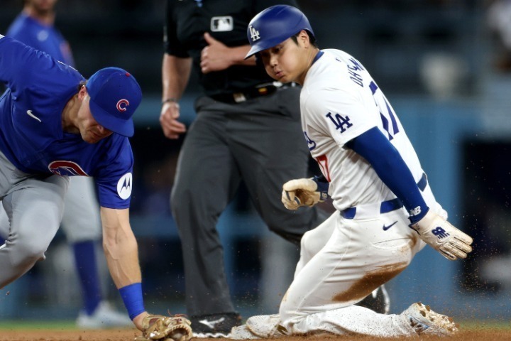 現地９月９日のカブス戦で47盗塁目を成功させた大谷。(C)Getty Images