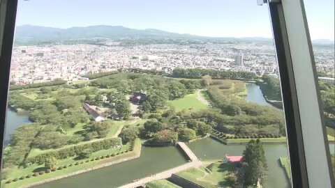 五稜郭を一望　天気にも恵まれた