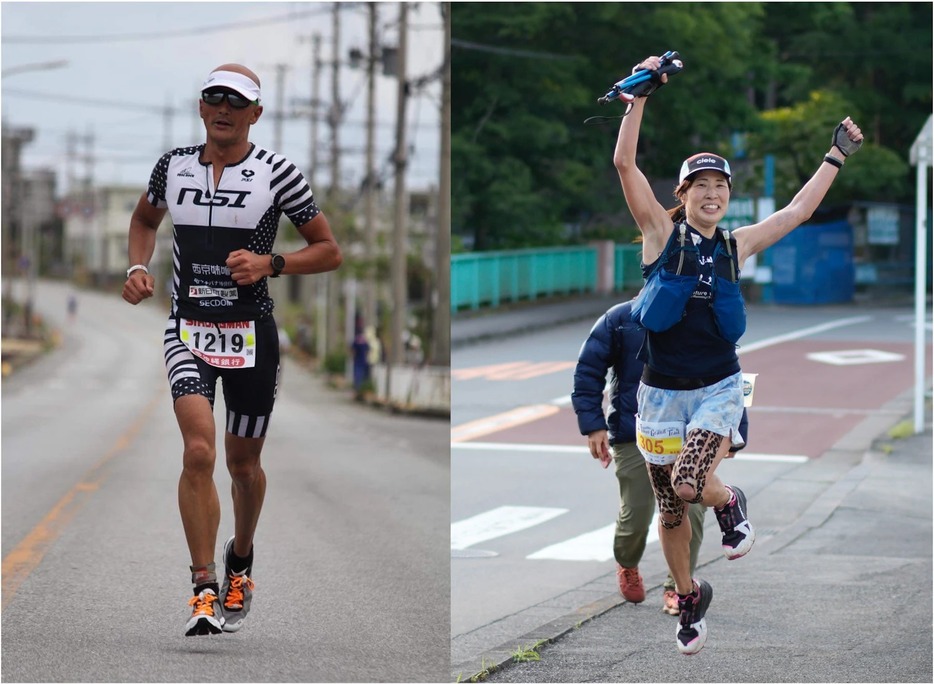 トライアスロン競技で2度の五輪出場を果たした西内洋行氏（左）やトレイルランニングの大会で数々の優勝経験を持つ徳本順子氏（右）など、数々のトップアスリートをサポート