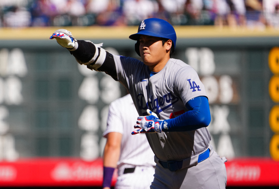 ＭＬＢは２９日、各地で試合を行い、ドジャースの大谷翔平選手は打率３割１分、５４本塁打、１３０打点、５９盗塁でレギュラーシーズンを終え、３冠王は逃した（２０２４年　ロイター/USA TODAY Sports）