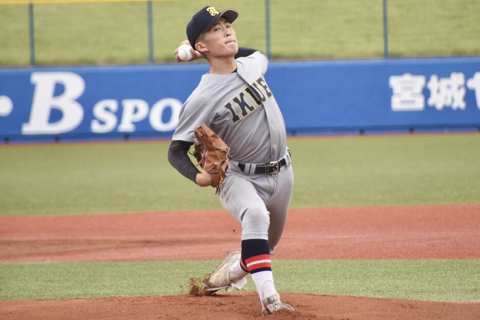 公式戦初完封を挙げた仙台育英・吉川 陽大投手（2年）