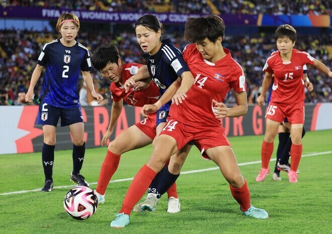 ヤングなでしこは北朝鮮のアグレッシブなサッカーの前に持ち味を発揮できなかった。（C）Getty Images