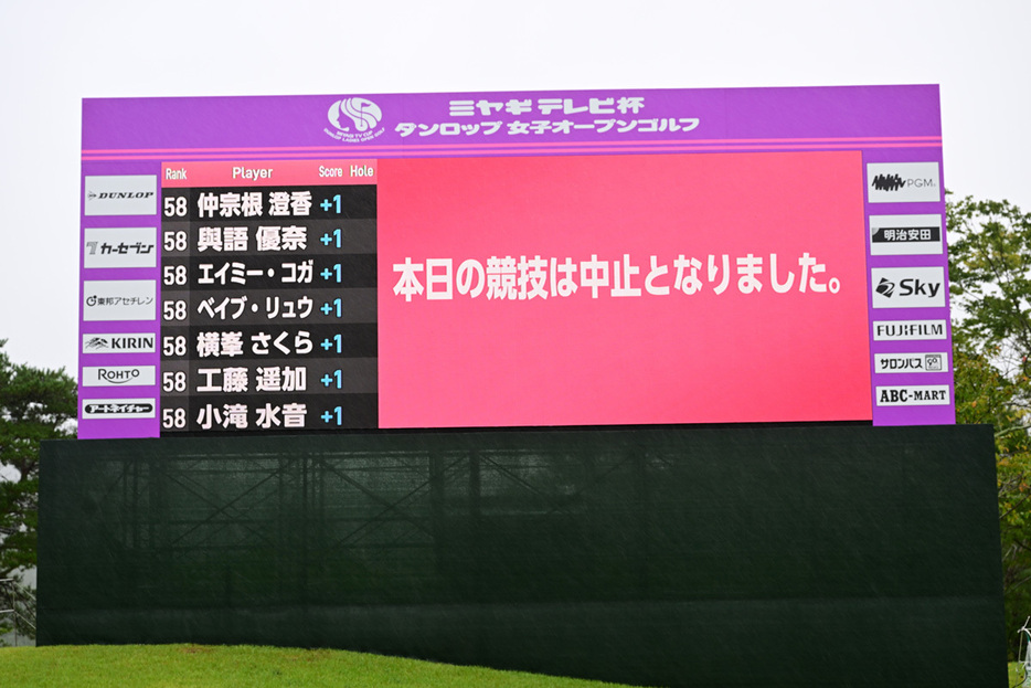 悪天候により第2ラウンドを開始できず。36ホールの競技短縮が決まった