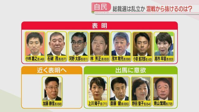 自民党総裁選は候補乱立か