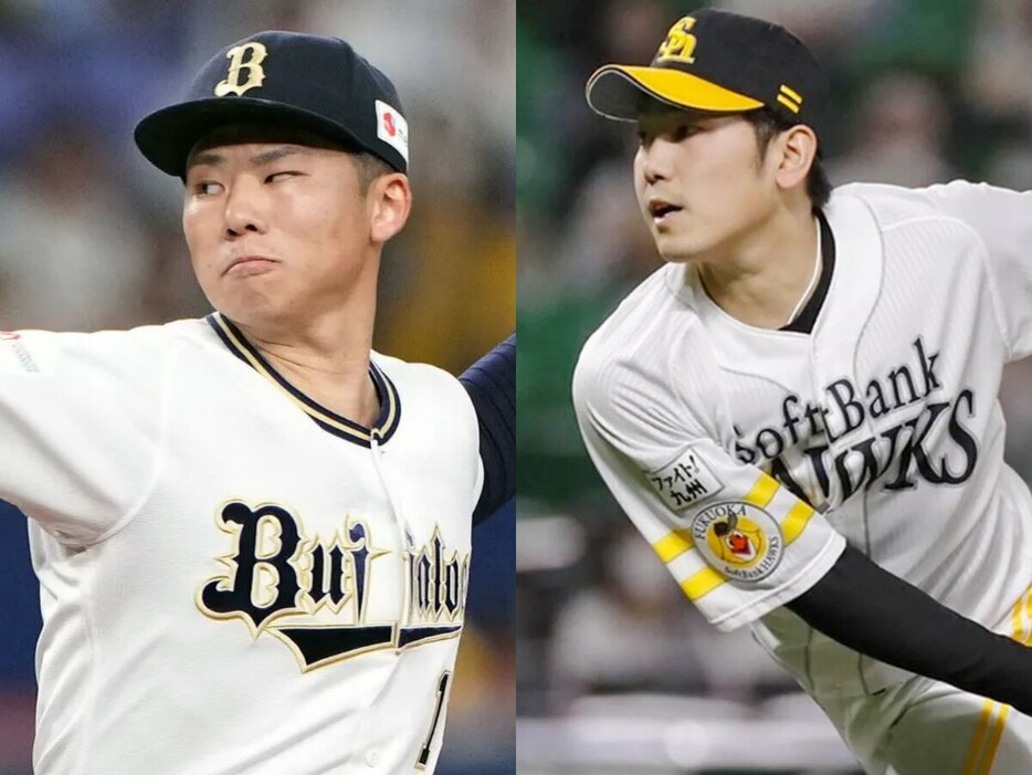 オリックス・曽谷龍平、ソフトバンク・石川柊太(C)Kyodo News