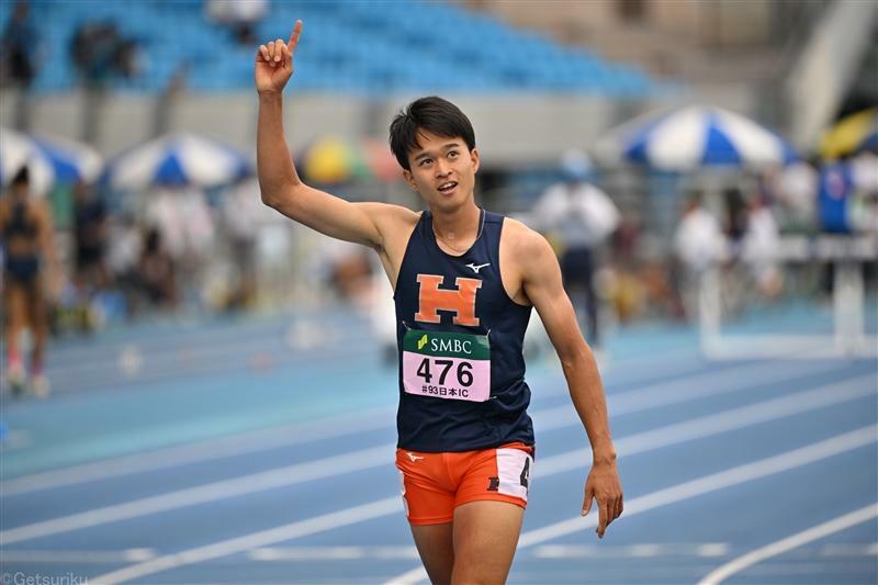 24年日本インカレ男子400mH準決勝で48秒46をマークした井之上駿太（法大）