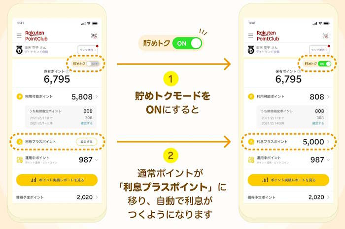 「貯めトクモード」の利用方法