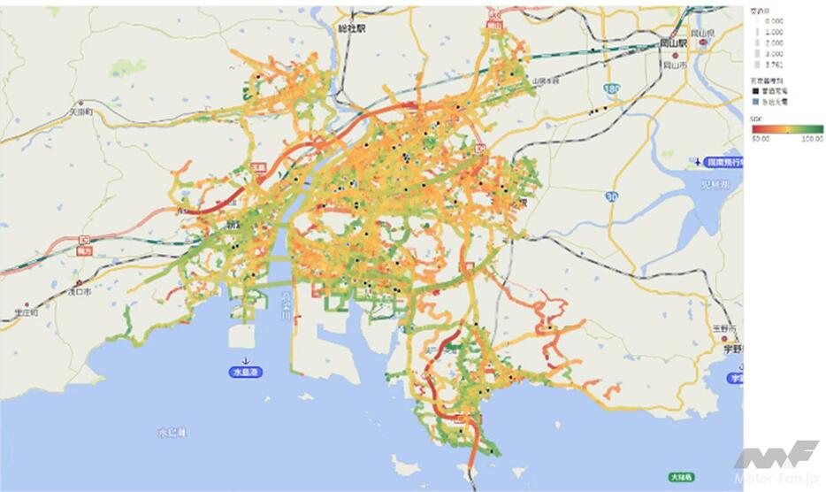 走行地点とSOC（充電率）の関係分析イメージ