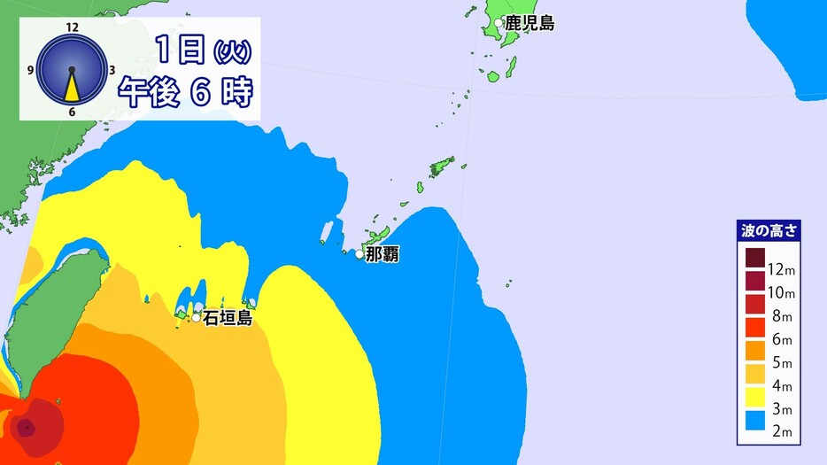 波の高さ(1日午後6時)